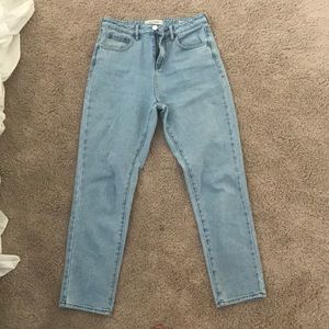 light washed, high waisted jeans
